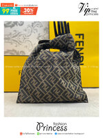 FENDI Shopper Brown FF jacquard bag กระเป๋าทรงช็อปเปอร์ลายโมโนแกรม 🧡 เกรดออริจินอล 1:1 สลับแท้ ใช้งานต่างประเทศได้