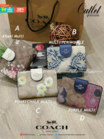 COACH C3375 MEDIUM CORNER ZIP WALLET IN SIGNATURE CANVAS WITH DAISY PRINT ดีไซน์ใหม่ล่าสุด!! คอลเลคชั่นลายพริ้นท์ เพิ่มลูกเล่นให้กระเป๋าสตางค์ของคุณ กับกระเป๋าสตางค์ใบกลาง ขนาดกำลังเหมาะมือ วัสดุหนังแคนวาส ดูแลรักษาง่าย มีช่องใส่บัตรและธนบัตรครบ และช่องซิ