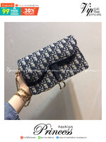 Dior Saddle Pouch Blue Oblique Jacquard / Dior oblique Saddle pouch เกรดใช้งานสลับของจริง ออริจินอล ภาพสินค้าถ่ายจากงานขายจริง ใช้งานต่างประเทศได้