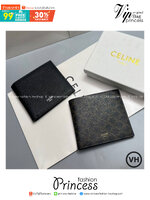 ORI หนังแท้ | CELINE Bi-fold Wallet / CELINE Wallet กระเป๋าสตางค์ใบสั้น กระเป๋าสตางค์ซีลีนผู้ชาย