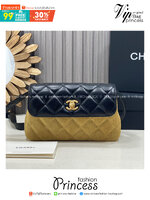 ORI หนังแท้ | Chanel Mini Flap Velvet Leather Bag กระเป๋าสะพาย ดีไซน์ทูโทนสุดไอคอนิก ฝาพับหนังตัวกระเป๋ากำมะหยี่โทนสีเบจ ตัดสีกันอย่างลงตัว สวยหรูโดดเด่น