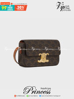 ORI CELINE Triomphe Shoulder Bag in Triomphe canvas and calfskin Tan เกรดออริจินอล หนังแท้ พร้อมส่งที่ไทย ภาพถ่ายจากงานขายจริง ใช้งานต่างประเทศได้