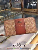 ของแท้ COACH Accordion Zip Wallet in Signature Coated Canvas with Leather กระเป๋าสตางค์ใบยาว เปิด-ปิดกระเป๋าด้วยซิปรอบ ด้านในมีช่องใส่บัตร ช่องใส่ธนบัตร และช่องซิปใส่เหรียญค่ะ ถือไปไหนก็ได้รอบโลกค่ะ