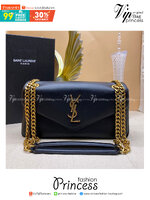 YSL CALYPSO IN PLUNGED / YSL Calypso Padded Leather Shoulder Bag กระเป๋าสะพาย คอลใหม่ ดีไซน์โลโก้โดดเด่น อะไหล่ทอง