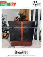 CELINE Cabas in triomphe canvas tote Bag กระเป๋าสะพายทรงโท้ทใบใหญ่ รุ่นยอดนิยม แคนวาสแท้ปั้มลายคมชัด งานสวยหรูคลาสสิคไม่มีเอ้าท์