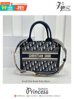 พร้อมส่ง 3 ไซส์ DIOR Small Dior Book Tote Blue Dior Oblique Embroidery กระเป๋าทรงโท้ท เกรดออริ สลับแท้ 1:1 ใช้ต่างประเทศได้