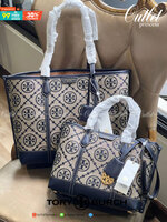 ของแท้ 💯% Tory burch perry monogram jacquard small triple compartment tote ครั้งแรกกับลายโมโนแกรม ที่ได้รับแรงบันดาลใจมาจากโลโก้สุดคลาสสิกในกระเป๋าทรงtote bag T Monogram