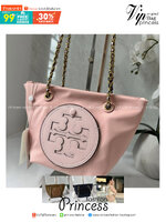 TORY BURCH Ella Chain Crossbody Nylon Bag กระเป๋าคล้องไหล่สายโซ่หรูหราโดดเด่นด้วยโลโก้หนังด้านหน้า สามารถปรับสะพายคอสบอดี้ สะพาลไหล่ได้