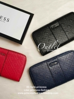 GUESS FACTORY WOMEN'S ZIP AROUND LONG WALLET กระเป๋าสตางค์หนังทรงซิปรอบปั๊มลายแบรนด์รอบใบ ด้านหน้าติดโลโก้แบรนด์ ภายในมีช่องใส่ธนบัตร ช่องใส่บัตรหลายช่องและช่องซิปกลางใส่เหรียญ มีให้เลือก 3 สี สวยคุ้ม น่าใช้มากๆค่า