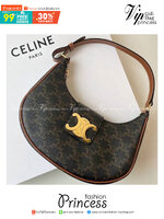 CELINE AVA TRIOMPHE SOFT BAG IN TRIOMPHE CANVAS AND CALFSKIN / CELINE SHOULDER BAG วัสดุ TRIOMPHE CANVAS รุ่นใหม่ล่าสุดดีไซน์สวยหรู หนังสวยอยู่ทรง ภายในโล่งกว้าง