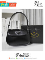 PRADA CLEO BRUSHED LEATHER SHOULDER BAG กระเป๋าทรงสวยยอดฮิต ทรงสะพายไหล่สวยหรูอยู่ทรง หนังเรียบเงาหรูสุดคลาสสิก