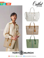 สวยจริง ไม่จกตา สินค้าคุณภาพค่ะ💥 TORY BURCH SMALLT MONOGRAM SHOPPING BAG ((TB//81963)) พร้อมส่งที่ไทย! กระเป๋าทรงshopping หนังแคนวาสอย่างดี ลายแบรนด์ทั้งใบ มีพวงหนังแบรนด์ห้อยด้านหน้า เพิ่มความหรูเข้ามา เปิดปิดกระเป๋าแบบซิป ภายในกว้าง สาวๆที่สัมภา