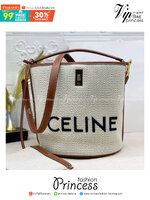 CELINE BUCKET BAG 23cm วัสดุ Textile Canvas & CalfSkin ดีไซน์ทรง Bucket ใบใหญ่กำลังดี มาพร้อม Clutch ใบเล็กเข้าชุด เนื้อหนาแข็งแรง ภายในกว้างและจุใส่สัมภาระได้เยอะจุใจ
