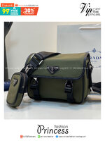 PRADA Re-Nylon and Saffiano leather shoulder bag / PRADA Messenger Bag กระเป๋าสะพายทรงเหลี่ยม คอมพลีทครีเอทลุคหล่อเท่ เกรดออริ 1:1 ใช้งานต่างประเทศได้