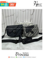 DIOR Saddle Messenger Bag Oblique Jacquard and Grained Leather กระเป๋าสะพาย Saddle pouch คู่ใจท่านชาย เอกลักษณ์ที่หรูหราตลอดกาล เกรดออริ 1:1