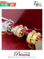 CARTIER LOVE EARRINGS ต่างหูคาเทียร์ รุ่น LOVE มีเพชร พร้อมกล่อง ภาพถ่ายจากงานจริง งานปั้มวัสดุโลหะเคลือบขึ้นเงาตามรูป ใช้งานต่างประเทศได้