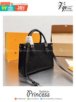 พร้อมส่ง 3 ไซส์ 💖💖 LV OnTheGo Leather Handbag / LV Tote Crossbody Bag กระเป๋าทรงโท้ทเวอร์ชั่นดั้งเดิม งานหนังเต็มใบสีดำคลาสสิค ผู้ดี หรูหรา โทนสีใช้งานง่าย ได้ทุกลุค ทุกสไตล์