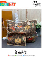 ORI หนังแท้ | LV Neverfull MM Monogram Flight Mode Voyage / LV Tote Bag กระเป๋าสะพายทรงโท้ทใบใหญ่ ดีไซน์ท่องเที่ยว