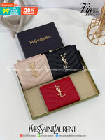 VIP 】YSL SAINT LAURENT Monogram Zipped Bifold MINI Wallet กระเป๋าสตางค์ใบสั้นที่ใส่แบงค์ ใส่บัตร ใส่เหรียญได้เยอะสุดๆ มีช่องซิปใส่เหรียญ ใบเดียวครบจบเลย หนังสวยมาก พร้อมส่ง 3 สีเลยค่าา