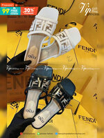 FENDI SANDALS แตะ ชนช้อป สวย แปะมาก แมทส์ชุดง่าย วัสดุด้านบนคาดพลาสติก สกีนแบรนด์