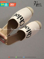 Chloé Shoes งานสวม ทรงเปิดหลัง ผ้าแคนวาส ตีแบรนด์โลโก้ด้านหน้า หน้ากว้าง ใส่สบาย ผ้านุ่ม ส่วนหัวและรอยแต่งฟางปอ แมทส์ชุดง่ายน้ำหนักเบา