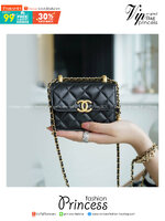 CHANEL 21A Mini Flap Coin Purse with chain กระเป๋าสะพายไซส์มินิน่ารักและสุดลัคชู หรูหราเกินเรื่อง โทนสีดำคลาสสิก โดดเด่นด้วยโลโก้สีทอง ดูแพงสุดๆ