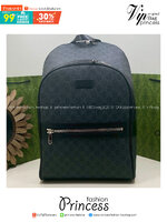 ORI หนังแท้ | Gucci GG Black medium backpack กระเป๋าสะพายหลัง กระเป๋าเป้ ดีไซน์เรียบง่าย รูปทรงใช้งานง่าน ภายในโล่งกว้าง จุของได้เยอะ