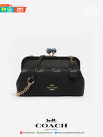 ของแท้ 💯% COACH C1451 NORA KISSLOCK CROSSBODY PEBBLE LEATHER BAG IN BLACK