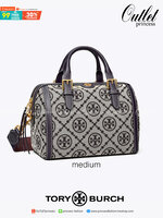 พร้อมส่งความสวย!!! medium TORY BURCH FACTORY MONOGRAM JACQUARD BOSTON BAG กระเป๋าถือหรือสะพายรุ่นใหม่ล่าสุดจาก TORY BURCH FACTORY วัสดุ Woven Jacquard & Leather ในลาย Jacquard คงเอกลักษณ์แบรนด์สวยอยู่ทรงดีไซน์โดดเด่นทรง Boston เปิดปิดด้วยซิปคู่สะดวกใช้ขนา