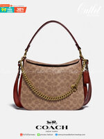 OUTLET ของแท้ 💯% Coach Signature Chain Hobo In Signature Canvas