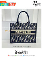 พร้อมส่ง 3 ไซส์ DIOR Medium Dior Book Tote Blue Dior Oblique Embroidery กระเป๋าทรงโท้ท เกรดออริ สลับแท้ 1:1 ใช้ต่างประเทศได้