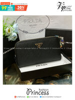 ORI หนังแท้ | Prada Long Zip Around Wallet / Prada Black Large Saffiano Leather Wallet กระเป๋าสตางค์ปราด้าใบยาวซิปรอบ เรียบหรู หนัง Saffiano มีฟังก์ชันและสไตล์ให้เลือกด้วยช่องใส่บัตรหลายช่อง