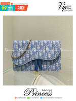 Dior Saddle Pouch Blue Oblique Jacquard / Dior oblique Saddle pouch เกรดใช้งานสลับของจริง ออริจินอล ภาพสินค้าถ่ายจากงานขายจริง ใช้งานต่างประเทศได้