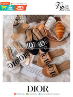 Dior รองเท้าแตะงาน สกรีน แบรนด์ เรียบ หรู แมทส์ชุดง่าย ย้ำหนักเบา วัสดุ หนัง PU