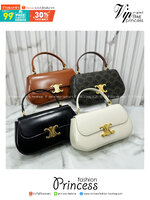 ORI หนังแท้ | CELINE TEEN CELINE LOLA IN shiny calfskin กระเป๋าสะพายทรงคลัช หนังเรียบผิวสัมผัสนุ่มลื่น คอลเลคชั่น Essentials เหนือกาลเวลาสำหรับผู้หญิงและผู้ชาย