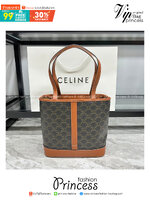 CELINE BUCKET BAG 10" / CELINE CABAS IN TRIOMPHE CANVAS TAN กระเป๋าสะพายทรงโท้ท บัคเก็ตสวยอยู่ทรง เรียบหรูดูแพง เกรดออริ 1:1