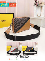 FENDI Ff-Print Coated-Canvas And Leather Cross-Body Bag เกรดออริจินอล FENDI Messenger Bag กระเป๋าสะพายข้าง ให้หนุ่มๆได้ตัวตึงกันไปเลยจ้า กับกระเป๋าสะพายทรงแมสเซ็นเจอร์ รุ่นหายาก ดีไซน์เรียบหรู สะดวกใช้ที่สุด ภายในโล่งกว้าง สายสะพายถอดได้ ปรับใช้ตามสะดวก ใ