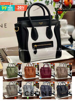 พร้อมส่งรุ่นยอดฮิต!! CELINE HANDLE BAG VIP / Celine Nano Luggage Bag กระเป๋าหนังแท้ ขนาดกำลังดี เปิดปิดด้วยซิปอะไหล่ทองมีที่จับหนัง ด้านในกว้าง มาพร้อมช่องซิปอีกช่อง เป็นอีกทรงที่ฮิตมานานข้ามปี มาพร้อมสายยาวสะพายแบบ CROSSBODYได้ หรือจะถือออกงานก็สวยหรูอีก