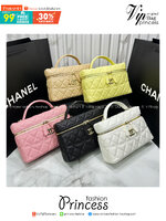 ORI หนังแท้ | CHANEL Long vanity with chain กระเป๋าสะพายรุ่นวานิตี้รุ่นใหม่ล่าสุด ดีไซน์ใหม่รูปทรงคลาสสิค หูจับแต่งโลโก้สวยหรู สายสะพายข้างเป็นโซ่ถอดได้