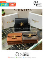 ORI หนังแท้ | CELINE SHORT WALLET BUSINESS CARD HOLDER / CELINE COMPACT WALLET WITH COIN TRIOMPHE กระเป๋าสตางค์ซีลีนใบสั้น เรียบหรู มีฟังก์ชันและสไตล์ให้เลือกด้วยช่องใส่บัตรหลายช่อง