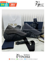 DIOR Saddle Bag CD Diamond canvas and smooth leather กระเป๋าคาดอก หรือสะพายไหล่ได้ สไตส์แบรนด์หรู รูปแบบใหม่ของ CD คลาสสิก เกรดออริ 1:1 ใช้งานต่างประเทศได้
