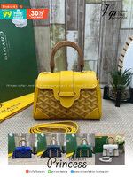 10 สี ORI หนังแท้ | GOYARD Saïgon Souple Mini Bag 20cm กระเป๋าถือ/สะพายดีไซน์หูจับไม้เป็นเอกลักษณ์ที่สวยหรูหราสง่างาม