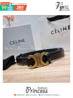 Celine belt with gift box set เข็มขัดซีลีนสุดคลาสสิค วินเทจ เรียบง่าย ผู้ดี เป็นซิกเนเจอร์ ด้วยดีไซน์อะไหล่สีทองวินเทจ ทำให้ใช้งานเป็น everyday use ได้เลย วัสดุหนังอย่างดี