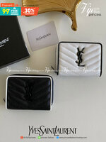VIP GIFT 】หนังแท้ YSL Saint Laurent monogram compact zip short wallet มาแล้วจร้า ถามหากันเยอะมากๆ กระเป๋าสตางค์ใบสั้นที่ใส่แบงค์ ใส่บัตร ใส่เหรียญได้เยอะสุดๆ มีสองด้านซิปและพับ ใบเดียวครบจบเลย หนังสวยมาก ละเอียดสุดๆ