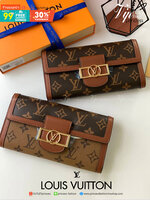 พรีเมี่ยมกิ๊ฟแท้ 100% 】VIPgift LOUIS VUITTON LONG WALLET LV Women Dauphine Compact Wallet Monogram