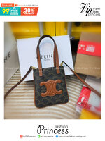 CELINE MICRO CABAS in Triomphe canvas and Leather กระเป๋าโท้ทมินิไมโครไซส์ กะทัดรัดปุ๊กปิ๊ก ฮอตสุดในเกาหลี ดีไซน์สุดคลาสสิค โดดเด่นด้วยโลโก้หน้าไซส์จัมโบ้