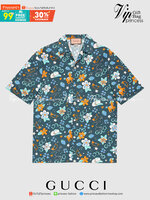 Gucci Retro flower and heart print cotton bowling shirt / Gucci Men's Shirts / Gucci Shirts งานเกรดออริจินอล พิมพ์ลายคมชัด มีป้ายแท็กที่คอเสื้อทุกตัว พร้อมส่งที่ไทย ภาพสินค้าถ่ายจากงานขายจริง ใช้งานต่างประเทศได้