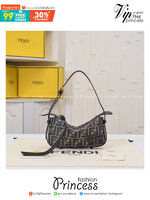 FENDI Simply Mini FF jacquard fabric bag กระเป๋าสะพายไซส์เล็ก กึ่งคลัทช์ มาพร้อมสายสะพายยาว จะถือใบเดี่ยวหรือสะพายข้าง ก็สวยเก๋ ไม่ซ้ำใคร