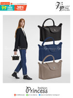 LONGCHAMP LE PLIAGE CITY POUCH WITH HANDLE Taupe - Canvas (ไม่มีสายยาว) กระเป๋าเครื่องสำอางแบบมีซิปพร้อมหูหิ้วใบนี้เหมาะสำหรับการจัดระเบียบกระเป๋าของคุณ