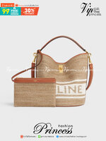 VIP 🥂 CELINE TEXTILE BUCKET BAG VIP / Celine Bucket Bag Beige / Tan วัสดุ Textile Canvas & CalfSkin ดีไซน์ทรง Bucket มาพร้อม Clutch ใบเล็กเข้าชุด ซื้อ 1 ได้ถึง 2 เป็นอีกหนึ่งรุ่นฮิตกันมาก งานสะไตล์วินเทจ ขนาดกำลังดี ผ้าเนื้อหนาค่ะ งานสวยตั้งอยู่ทร